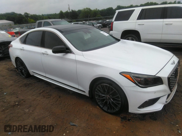 2018 Genesis G80 Sport with VIN KMHGN4JB2JU222617, listed as a IAAI auction lot 42419952 with 70,390 mi miles and . Bid and sale history available at DreamBid. Image 1.