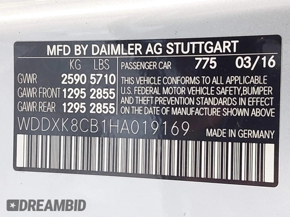 2017 Mercedes-Benz S 550 with VIN WDDXK8CB1HA019169, listed as a IAAI auction lot 41406073 with 17,581 mi miles and . Bid and sale history available at DreamBid. Image 9.