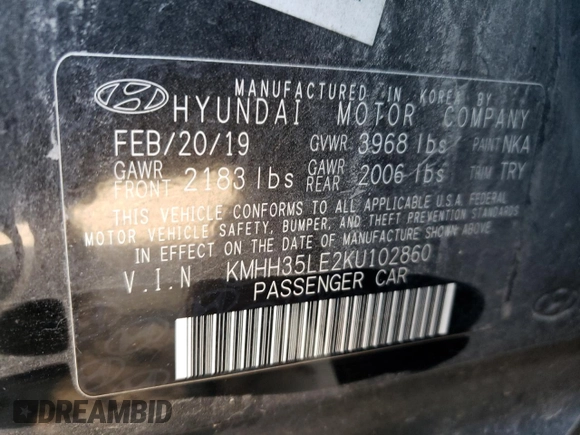 2019 Hyundai Elantra GT with VIN KMHH35LE2KU102860, listed as a Copart auction lot 70044794 with 105,092 mi miles and Salvage Title. Bid and sale history available at carsss.com. Image 14.