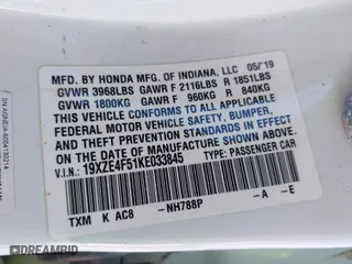 2019 Honda Insight EX with VIN 19XZE4F51KE033845, listed as a IAAI auction lot 41160819 with 88,954 mi miles. Bid and sale history available at carsss.com. Image 9.