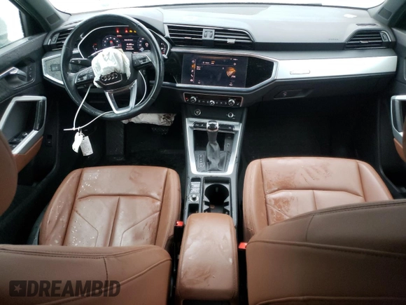 2021 Audi Q3 S line Premium with VIN WA1DECF39M1035653, listed as a Copart auction lot 50160195 with 24,648 mi miles and Salvage Title. Bid and sale history available at DreamBid. Image 8.