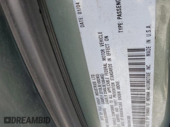2004 Subaru Legacy Outback with VIN 4S3BH675847641335, listed as a Copart auction lot 53708865 with 195,767 mi miles and Salvage title. Bid and sale history available at DreamBid. Image 15.