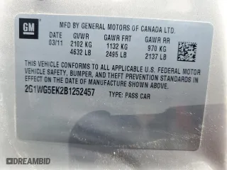 2011 Chevrolet Impala LT Fleet with VIN 2G1WG5EK2B1252457, listed as a Copart auction lot 51640765 with 137,811 mi miles and Salvage Title. Bid and sale history available at carsss.com. Image 12.
