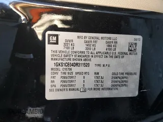 2013 GMC Yukon SLT with VIN 1GKS1CE04DR311520, listed as a Copart auction lot 76018564 with 103,436 mi miles and Salvage Title. Bid and sale history available at carsss.com. Image 13.