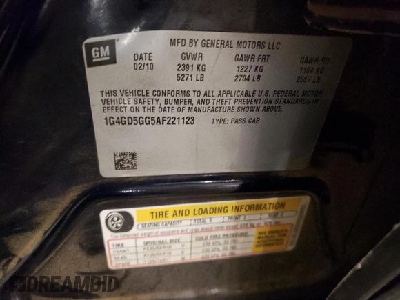 2010 Buick LaCrosse z VIN 1G4GD5GG5AF221123, wystawiony jako Copart lot #89388825 z przebiegiem 246 759 mil mil oraz Szkoda całkowita • Salvage title. Historia ofert i sprzedaży dostępna na DreamBid. Obrazek 12.