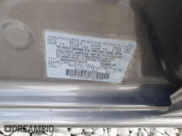 2015 Nissan Versa SV with VIN 3N1CN7AP8FL801258, listed as a Copart auction lot 52876905 with 89,724 mi miles and Salvage Title. Bid and sale history available at carsss.com. Image 14.