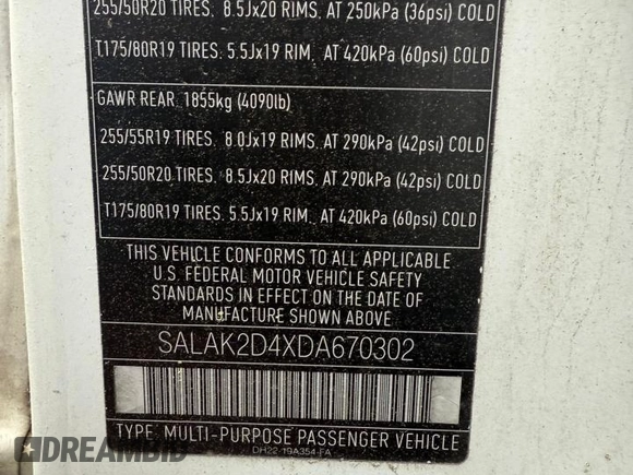2013 Land Rover LR4 Lux с VIN SALAK2D4XDA670302, выставлен на аукционе Copart как лот 60850605 с пробегом 134 085 миль миль и Чистый • Clean title. История ставок и продаж доступна на DreamBid. Изображение 10.