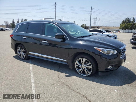 2014 Infiniti QX60 with VIN 5N1AL0MN5EC503803, listed as a Copart auction lot 59817765 with 106,968 mi miles and Salvage title. Bid and sale history available at DreamBid. Image 4.