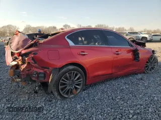 2020 Infiniti Q50 Red Sport 400 with VIN JN1FV7AP5LM630421, listed as a Copart auction lot 46098215 with Not provided miles and Salvage title. Bid and sale history available at DreamBid. Image 3.