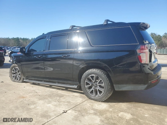 2021 Chevrolet Suburban Z71 with VIN 1GNSKDKD2MR165986, listed as a Copart auction lot 43536745 with NaN miles and Salvage Title. Bid and sale history available at carsss.com. Image 2.