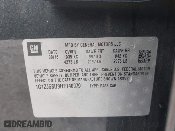 2017 Chevrolet Malibu Hybrid with VIN 1G1ZJ5SU9HF140079, listed as a IAAI auction lot 42118000 with 117,758 mi miles and . Bid and sale history available at DreamBid. Image 9.