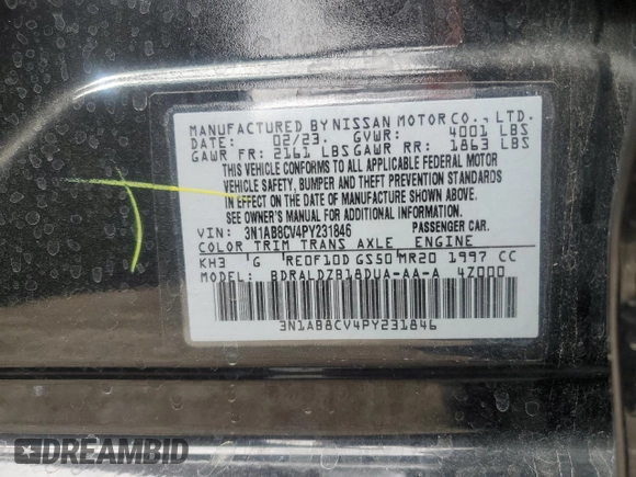 2023 Nissan Sentra SV with VIN 3N1AB8CV4PY231846, listed as a Copart auction lot 49527015 with 30,154 mi miles and Salvage Title. Bid and sale history available at carsss.com. Image 14.