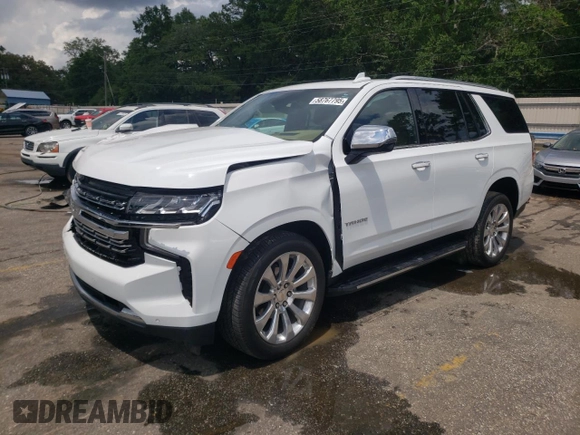 2024 Chevrolet Tahoe Premier with VIN 1GNSCSKD8RR247861, listed as a Copart auction lot 58767795 with 27,303 mi miles and Salvage title. Bid and sale history available at DreamBid. Image 1.