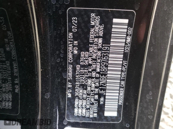 2023 Toyota GR86 Premium with VIN JF1ZNBE18P9763191, listed as a Copart auction lot 69793924 with 1,804 mi miles and Salvage Title. Bid and sale history available at carsss.com. Image 13.