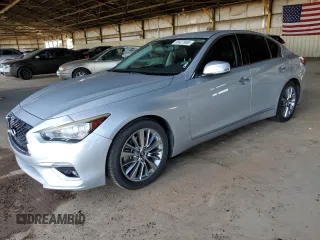 2018 Infiniti Q50 Luxe with VIN JN1EV7AP9JM358612, listed as a Copart auction lot 59427965 with 81,450 mi miles and Salvage title. Bid and sale history available at DreamBid. Image 1.