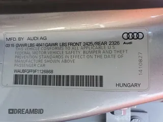 2015 Audi S3 2.0T Premium Plus with VIN WAUBFGFF9F1126868, listed as a Copart auction lot 78911154 with 0 mi miles and Salvage Title. Bid and sale history available at carsss.com. Image 12.