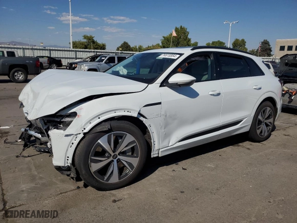 2024 Audi Q8 e-tron Premium with VIN WA14AAGE2RB019540, listed as a Copart auction lot 74615564 with 7,027 mi miles and Salvage Title. Bid and sale history available at carsss.com. Image 1.
