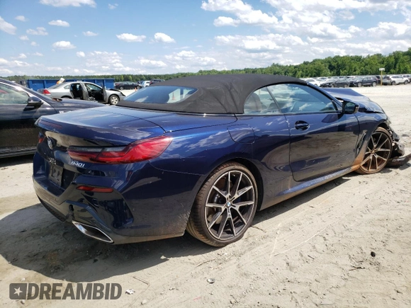 2022 BMW 8 Series 840i with VIN WBADZ2C09NCJ99129, listed as a Copart auction lot 58639014 with 26,194 mi miles and Salvage Title. Bid and sale history available at carsss.com. Image 3.