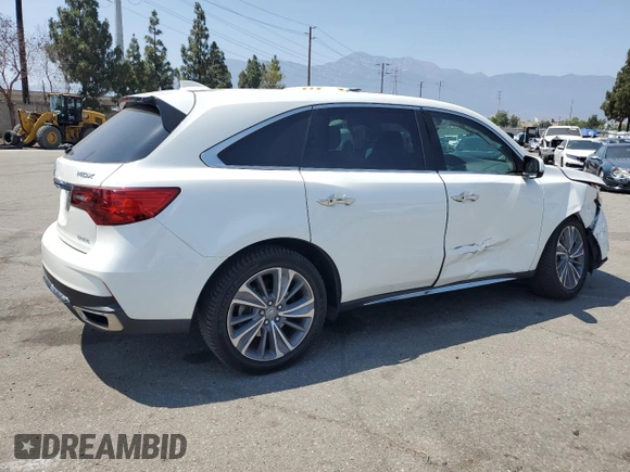 2018 Acura MDX Technology with VIN 5J8YD4H50JL015632, listed as a Copart auction lot 62608615 with 52,999 mi miles and Salvage title. Bid and sale history available at DreamBid. Image 3.