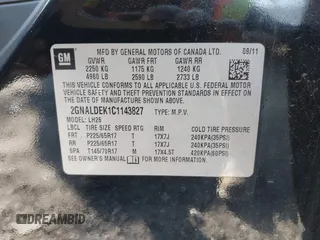 2012 Chevrolet Equinox LT w/1LT with VIN 2GNALDEK1C1143827, listed as a IAAI auction lot 41963820 with 173,575 mi miles. Bid and sale history available at carsss.com. Image 9.
