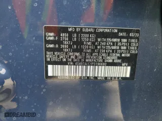 2023 Subaru Outback Onyx Edition with VIN 4S4BTALC1P3196692, listed as a Copart auction lot 51454475 with 19,298 mi miles and Salvage Title. Bid and sale history available at carsss.com. Image 13.