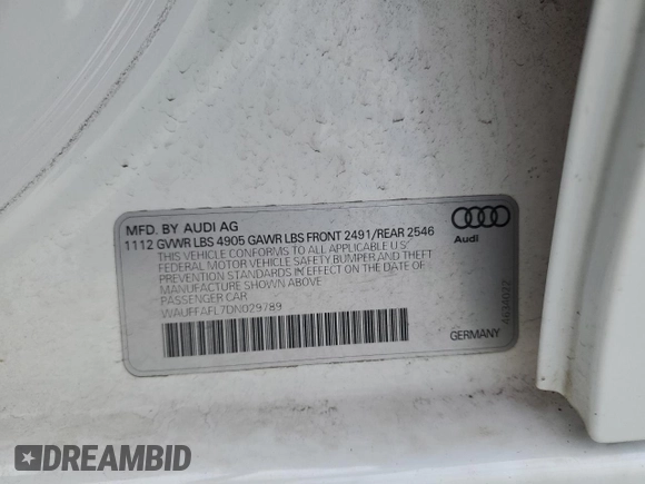 2013 Audi A4 Premium Plus with VIN WAUFFAFL7DN029789, listed as a Copart auction lot 50773695 with 98,827 mi miles and Clean Title. Bid and sale history available at carsss.com. Image 14.