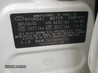 2004 Hyundai Sonata GLS with VIN KMHWF35H74A946133, listed as a Copart auction lot 48028595 with 175,589 mi miles and Salvage Title. Bid and sale history available at carsss.com. Image 12.
