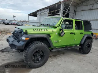 2019 Jeep Wrangler Unlimited Sport with VIN 1C4HJXDG4KW508021, listed as a Copart auction lot 43949845 with 107,464 mi miles and Salvage title. Bid and sale history available at DreamBid. Image 1.