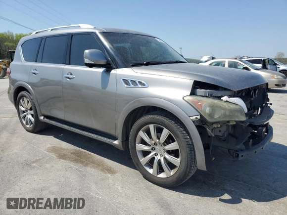 2012 Infiniti QX56 7-passenger with VIN JN8AZ2NE2C9015890, listed as a Copart auction lot 52685655 with 159,226 mi miles and Salvage title. Bid and sale history available at DreamBid. Image 4.