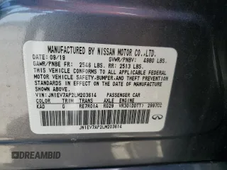 2020 Infiniti Q50 Luxe z VIN JN1EV7AP2LM203614, wystawiony jako Copart lot #57346785 z przebiegiem 62 659 mil mil oraz Nie do naprawy • Non repairable. Historia ofert i sprzedaży dostępna na DreamBid. Obrazek 13.