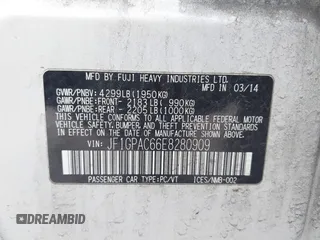 2014 Subaru Impreza Premium z VIN JF1GPAC66E8280909, wystawiony jako IAAI lot #42006327 z przebiegiem 188 737 mil mil oraz . Historia ofert i sprzedaży dostępna na DreamBid. Obrazek 9.
