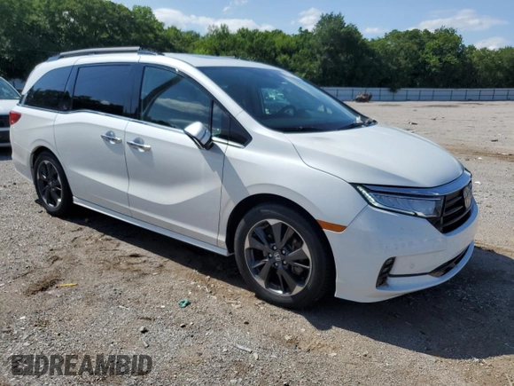 2022 Honda Odyssey Elite with VIN 5FNRL6H91NB022604, listed as a Copart auction lot 60165615 with 51,557 mi miles and Salvage title. Bid and sale history available at DreamBid. Image 4.