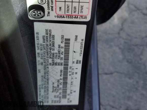 2012 Ford Fiesta SE with VIN 3FADP4BJ9CM159620, listed as a Copart auction lot 48818935 with 127,054 mi miles and Salvage Title. Bid and sale history available at DreamBid. Image 13.