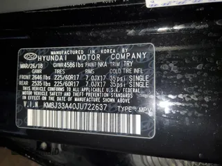 2018 Hyundai Tucson SEL Plus with VIN KM8J33A40JU722637, listed as a Copart auction lot 46035195 with 90,319 mi miles and Salvage Title. Bid and sale history available at carsss.com. Image 15.