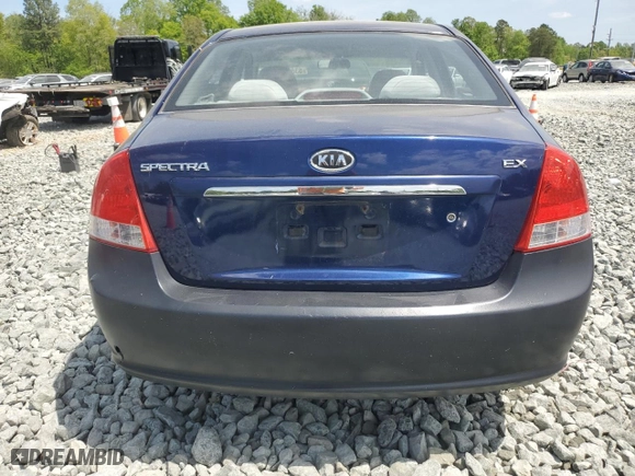 2009 Kia Spectra EX with VIN KNAFE222X95604934, listed as a Copart auction lot 53872145 with 86,838 mi miles and Clean Title. Bid and sale history available at carsss.com. Image 6.