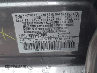2022 Nissan Sentra SV z VIN 3N1AB8CV9NY259218, wystawiony jako IAAI lot #42184287 z przebiegiem 42 832 mil mil oraz . Historia ofert i sprzedaży dostępna na DreamBid. Obrazek 9.
