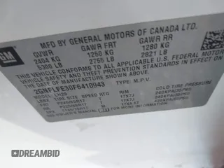 2015 Chevrolet Equinox LT with VIN 2GNFLFE30F6410943, listed as a IAAI auction lot 41208733 with 161,259 mi miles and . Bid and sale history available at DreamBid. Image 9.