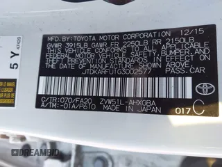 2016 Toyota Prius Four z VIN JTDKARFU1G3002577, wystawiony jako IAAI lot #41344412 z przebiegiem 110 952 mil mil oraz . Historia ofert i sprzedaży dostępna na DreamBid. Obrazek 9.