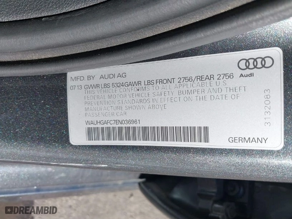 2014 Audi A6 3.0T Prestige with VIN WAUHGAFC7EN036961, listed as a IAAI auction lot 41741972 with 113,642 mi miles. Bid and sale history available at carsss.com. Image 9.