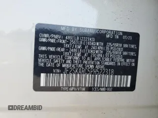 2023 Subaru Forester Touring z VIN JF2SKARC5PH522318, wystawiony jako Copart lot #63442695 z przebiegiem 12 038 mil mil oraz Szkoda całkowita • Salvage title. Historia ofert i sprzedaży dostępna na DreamBid. Obrazek 13.