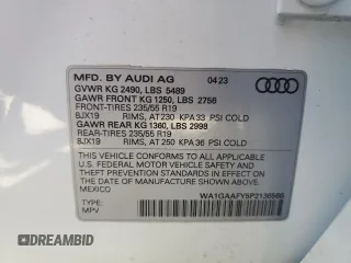2023 Audi Q5 S line Premium with VIN WA1GAAFY5P2136566, listed as a Copart auction lot 49739365 with 29,014 mi miles and Salvage Title. Bid and sale history available at carsss.com. Image 15.