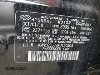 2019 Hyundai Ioniq Blue z VIN KMHC65LC7KU120304, wystawiony jako Copart lot #51005774 z przebiegiem 109 930 mil mil oraz Szkoda całkowita • Salvage title. Historia ofert i sprzedaży dostępna na DreamBid. Obrazek 12.