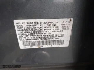 2015 Acura MDX Tech Pkg with VIN 5FRYD4H43FB029832, listed as a IAAI auction lot 41826848 with 66,000 mi miles. Bid and sale history available at carsss.com. Image 9.