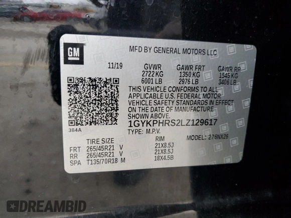2020 Cadillac XT6 AWD Sport z VIN 1GYKPHRS2LZ129617, wystawiony jako Copart lot #87193304 z przebiegiem Nie podano mil oraz Szkoda całkowita • Salvage title. Historia ofert i sprzedaży dostępna na DreamBid. Obrazek 15.