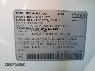 2020 Audi Q5 Premium с VIN WA1ANAFY5L2108397, выставлен на аукционе Copart как лот 62962725 с пробегом 47 467 миль миль и Списание • Salvage title. История ставок и продаж доступна на DreamBid. Изображение 14.