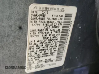 2011 Nissan Murano LE with VIN JN8AZ1MU8BW062571, listed as a Copart auction lot 52699275 with 121,016 mi miles and Salvage Title. Bid and sale history available at carsss.com. Image 13.