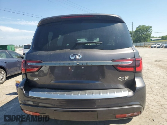 2024 Infiniti QX80 LUXE with VIN JN8AZ2AE7R9325614, listed as a Copart auction lot 59972514 with 8,594 mi miles and Salvage Title. Bid and sale history available at carsss.com. Image 6.