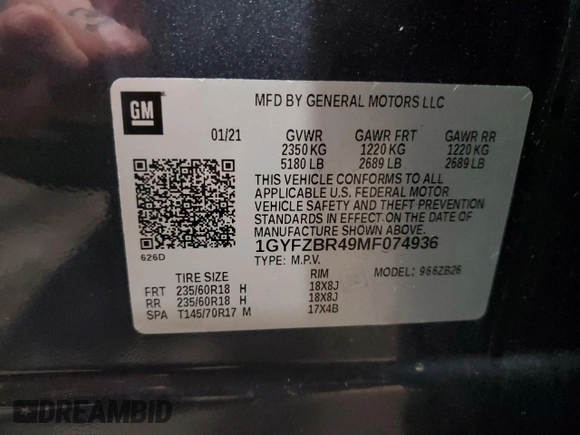 2021 Cadillac XT4 AWD Luxury with VIN 1GYFZBR49MF074936, listed as a Copart auction lot 66884034 with 38,695 mi miles and Salvage Title. Bid and sale history available at carsss.com. Image 13.
