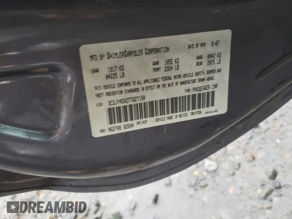 2007 Chrysler PT Cruiser with VIN 3C3JY45X27T627150, listed as a Copart auction lot 81839984 with 54,549 mi miles and Salvage Title. Bid and sale history available at carsss.com. Image 12.