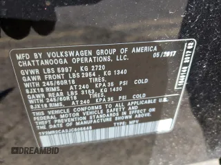 2018 Volkswagen Atlas 3.6L V6 SEL with VIN 1V2MR2CA3JC505648, listed as a Copart auction lot 48658235 with 68,455 mi miles and Salvage Title. Bid and sale history available at carsss.com. Image 12.